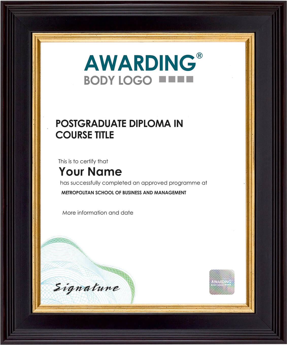 International Postgraduate Diploma Sample Certificate